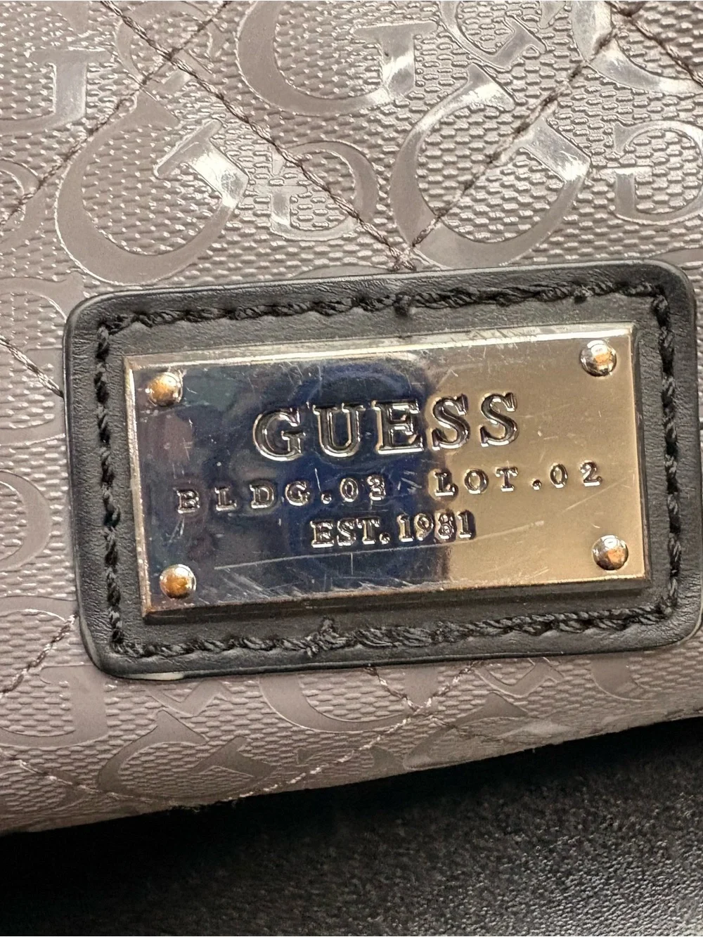 Guess Quilted Metallic Tote Bag - Silver